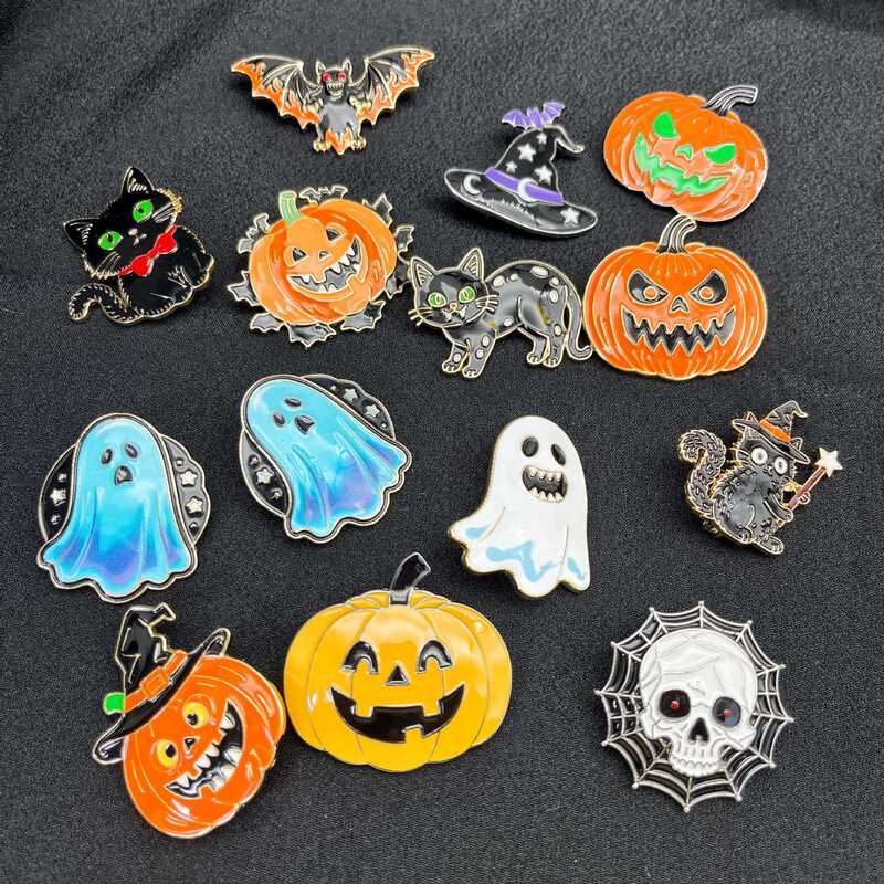 Cartoon Halloween Magic Potion Cat Series Combination Set Brooch Funny Little Cat Animal Letter Badge