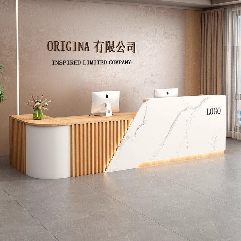 New Chinese-style company reception desk, bar counter, cash register counter, lobby counter, modern minimalist shop small office desk