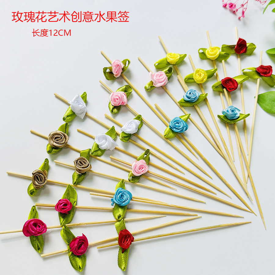 Decoraciones de platos fríos de rosas creativas, inserciones, flores de margaritas pequeñas simuladas, adornos de frutas desechables, platos de frutas, decoración de postres