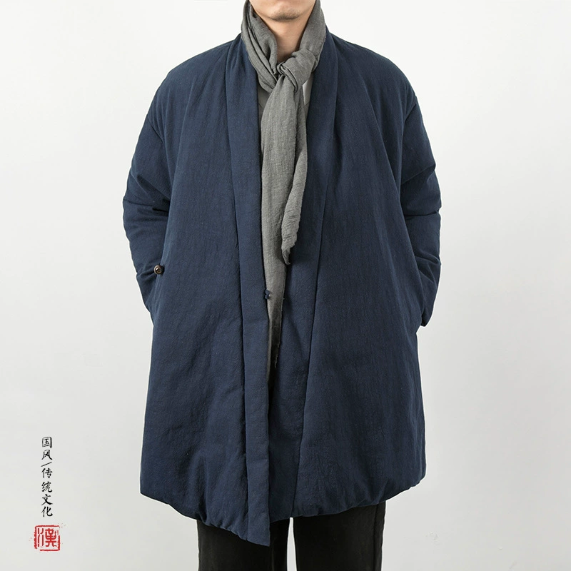 2023 Зимняя одежда Новый китайский стиль Ретро модная Новая китайская хлопковая льняная хлопковая куртка Мужская Модифицированная хлопковая куртка Hanfu