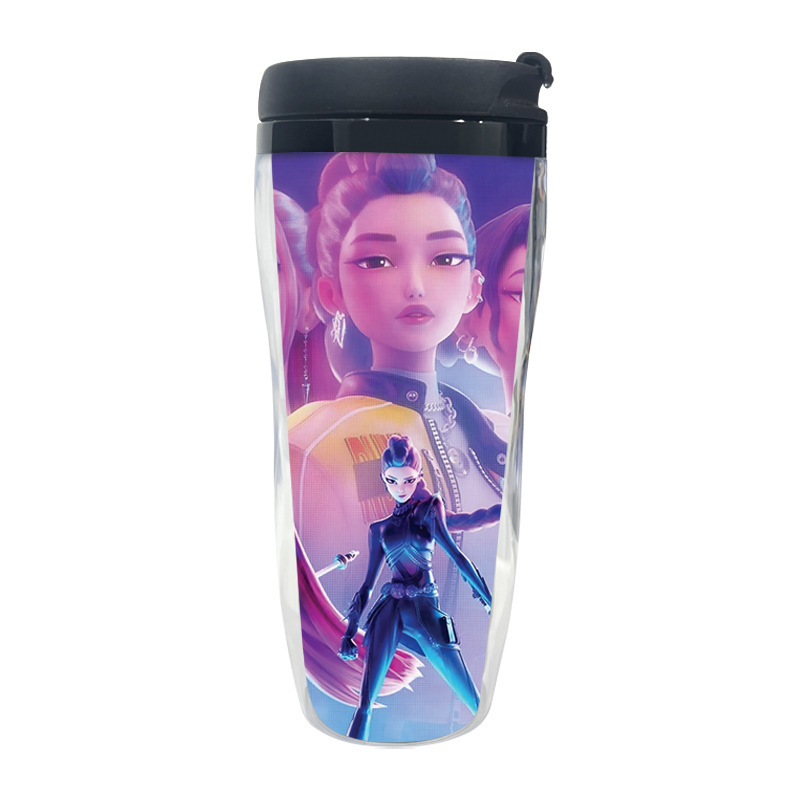 Skpop猎魔女团水杯学生家用饮水杯动漫创意水杯双层隔热塑料杯子|undefined