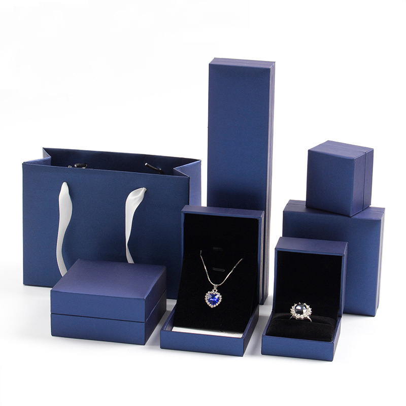 New Style Accessory Packaging Box Blue Jewelry Box Durable Light Luxury Texture Ins Korean Version Gift Box Silver Polish Stick