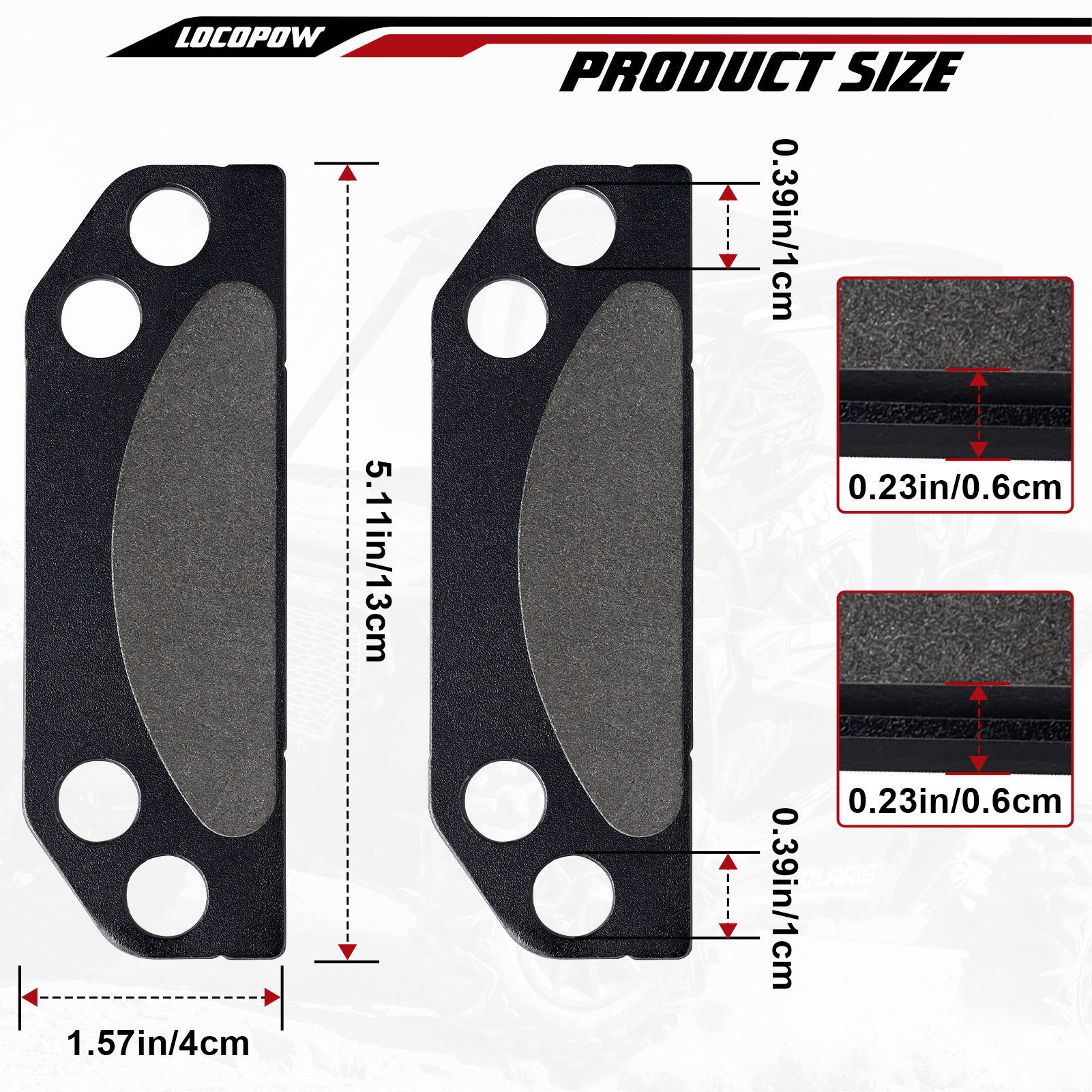 Suitable for Polaris Ranger Handbrake Pads Black Parking Brake Pads