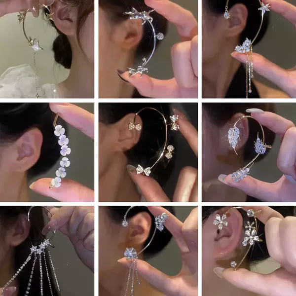Simple Design Earrings, Versatile and Bold, Non-Pierced Ear Accessories, Elegant and Exquisite, Vintage High-End Zircon Ear Cuffs for Women
