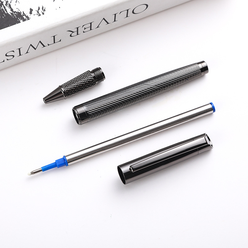 En stock de alta calidad de metal firma pluma superficie brillante galvanoplastia pluma de gel regalo negocio pluma de agua pluma de publicidad logotipo láser