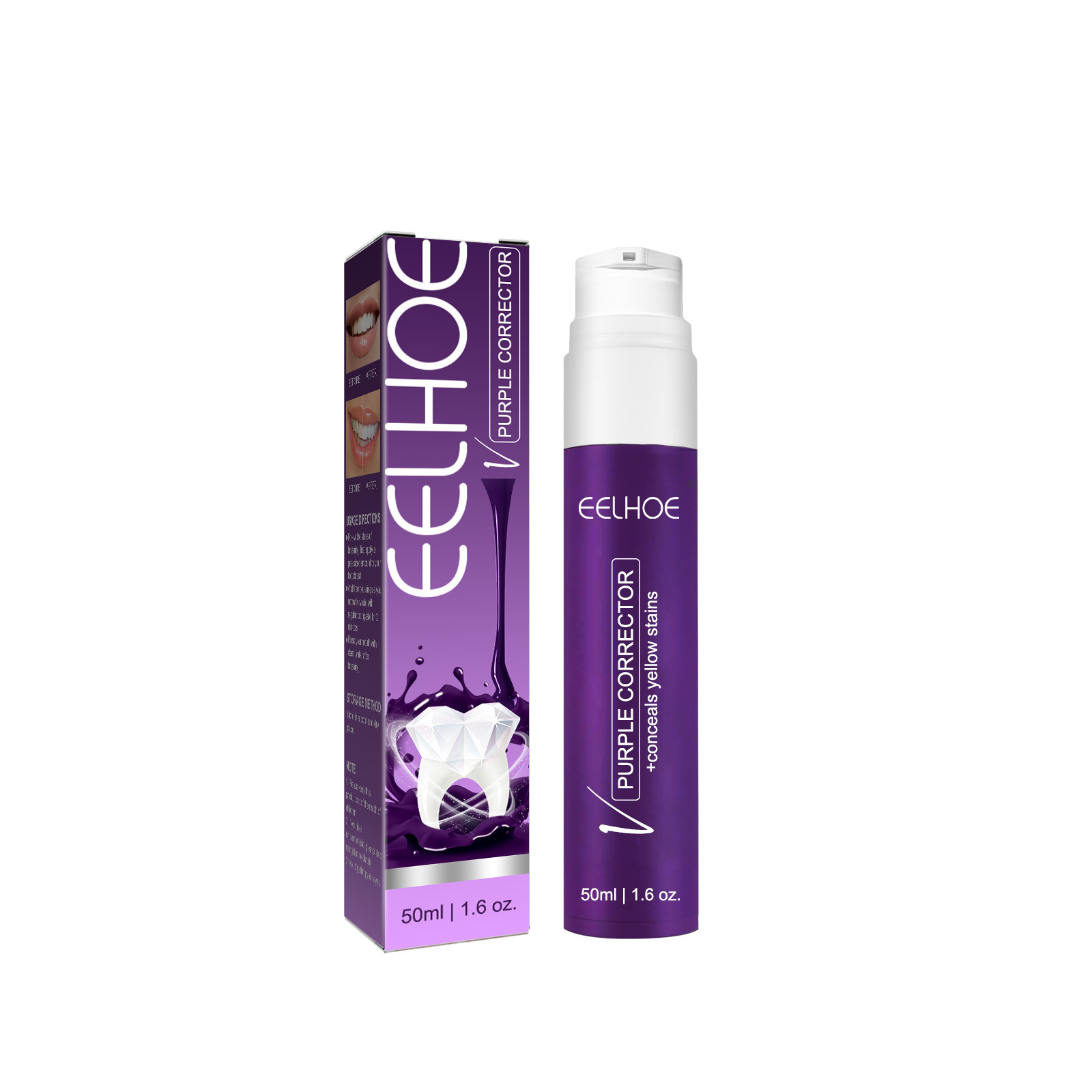 EELHOE v34 dentifrice violet pour embellissement, élimination des taches, précipitation anti-pigment, nettoyage des dents jaunes,_voghion.com