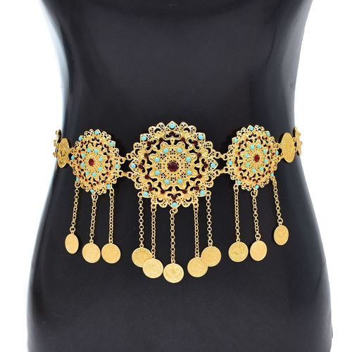 New hot selling retro coin tassel waist chain bohemian exotic belly dance beach body chain belt
