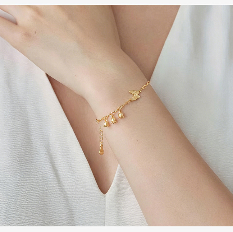 Vòng tay bạc S925 hình hươu bạc phong cách cổ điển, tua rua bướm nhẹ nhàng — Loại bạc chi tiết 5