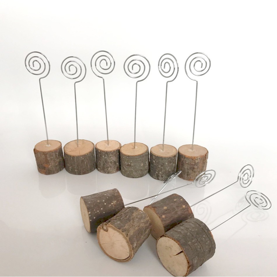 木质工艺品 原木便签夹树皮树桩夹 diy婚庆装饰配件 照片夹铁艺