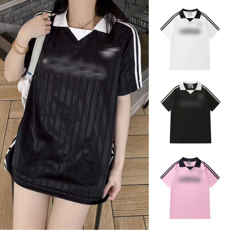 A Brand of Original European and American Fashion Brands, Li Charen's Same Style Three-Stripe Polo Shirt, Unisex Sports Loose Short-Sleeve T-Shirt A Brand of Original European and American Fashion Brands, Li Charen's Same Style Three-Stripe Polo Shirt, Unisex Sports Loose Short-Sleeve T-Shirt