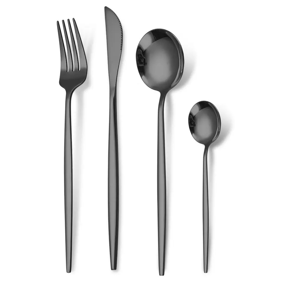 Goldbesteck-Set, Gabeln, Löffel, Messer, Geschirr, Stahlbesteck-Set, Edelstahl-Geschirr-Set, Löffel, Messer, Gabel, individuelles Logo_voghion.com