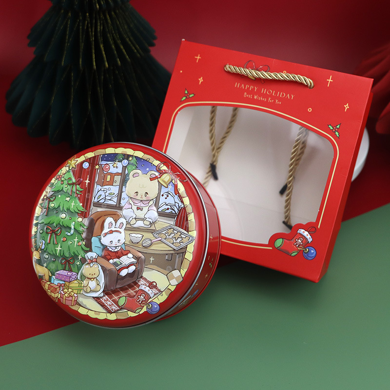 Nueva lata redonda de Navidad 135 galletas pequeñas embalaje de regalo de caramelo caja de hojalata redonda en stock