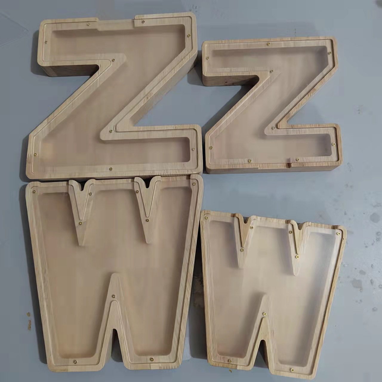 Factory Supply Cross-border New Creative Wooden English Letter Money Bank Transparent Glass Piggy Bank Can Print Logo