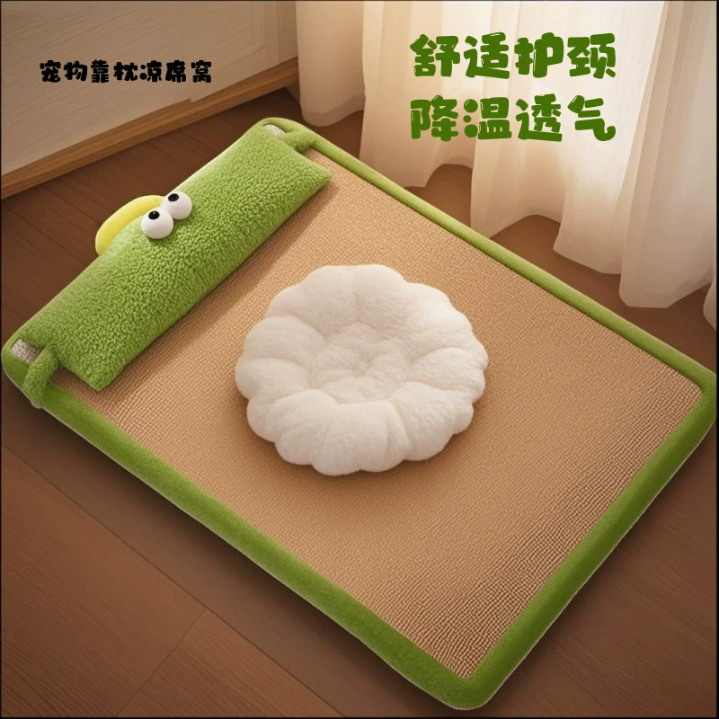 Летний съемный и моющийся коврик для собак из ротанга, летний спальный коврик, удобный и дышащий прохладный домик для кошек и собак маленького и среднего размера.