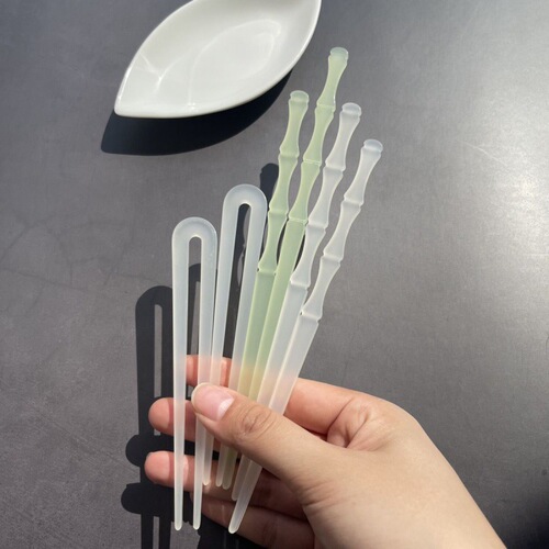 Jade hairpin simple U-shaped translucent acetic acid hairpin for women ancient style Hanfu bamboo headband hair ornaments imitation jade hairpin