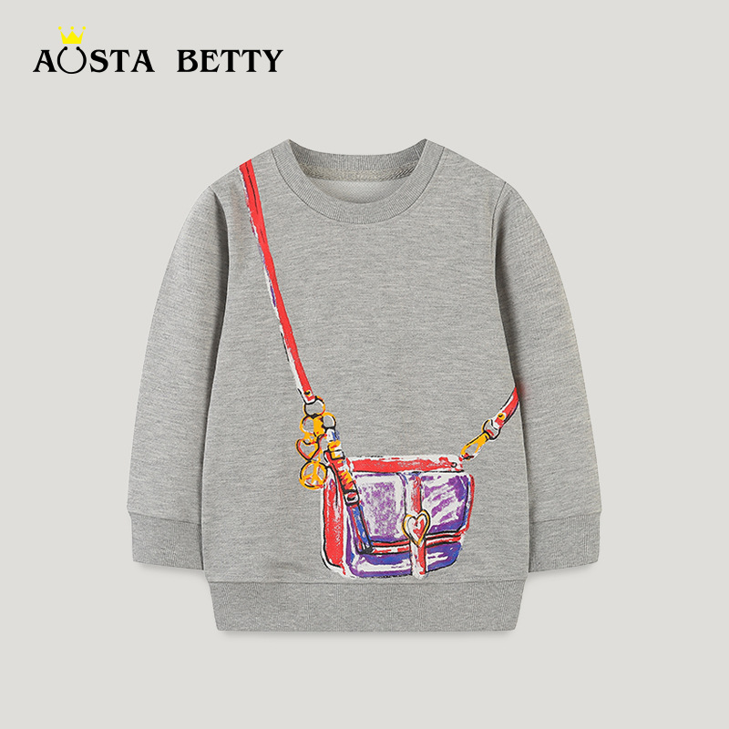 Tops para niños de estilo europeo y americano Otoño Suéter de manga larga para niñas de dibujos animados de cuello redondo camisa para niños