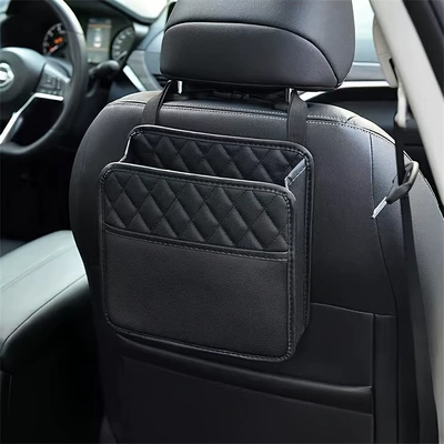 Car Seat Back Storage Bag Hanging Bag Car Multifunctional Storage Box Car Supplies Rear Seat Back Storage Rack (Car storage bag/box) - embroidered-leather-trash-can