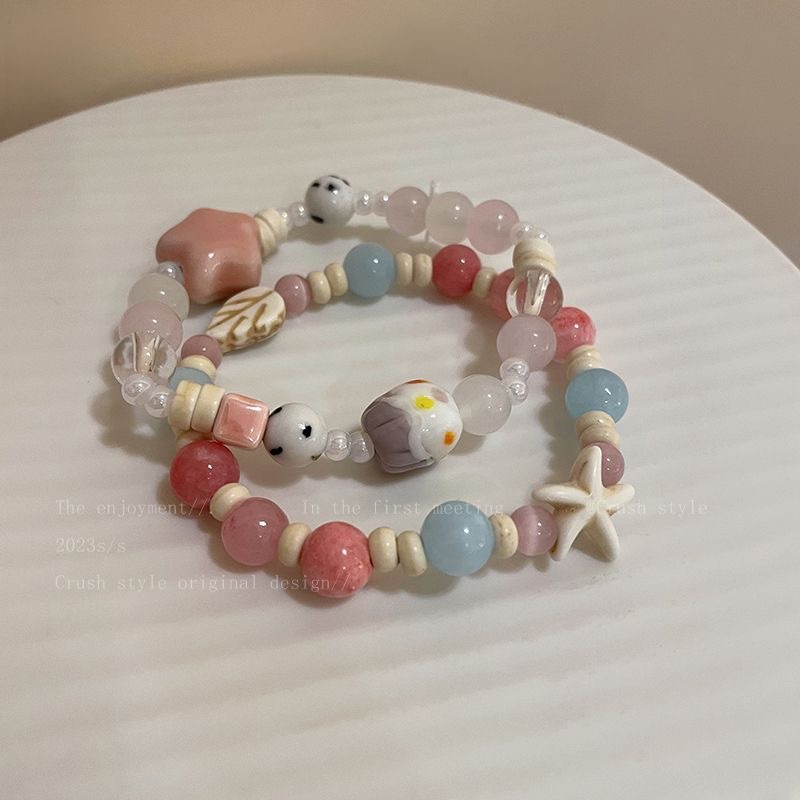 Macaron Color Ceramic Beaded Bracelet Women's Ins Niche Girlfriend Bracelet Dopamine High-value Student Bracelet