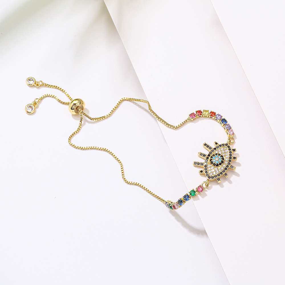 Fashion Geometric Devilu0027S Eye Eye Copper Diamond Zircon Bracelets