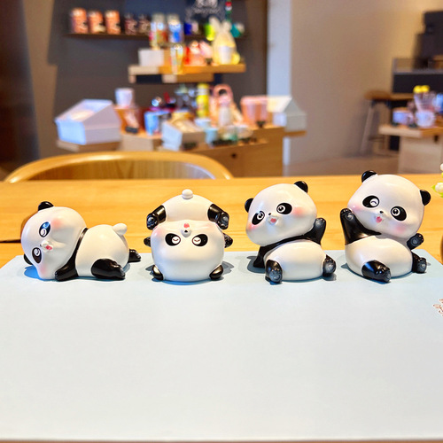 Cute panda rolling cartoon doll car ornaments home decoration desktop ornaments resin crafts small gifts