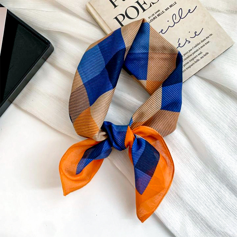 Bufanda de seda, pañuelo cuadrado, algodón, pañuelo decorativo literario de estilo coreano de alta gama, bufanda, chal pequeño, turbante, diadema, accesorios para el cabello