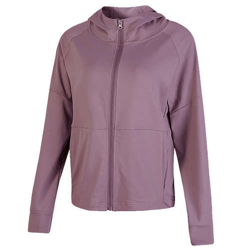 Casual sport jacket, loose zipper pullover, stylish hooded fitness top, women's long-sleeved yoga wear for autumn and winter