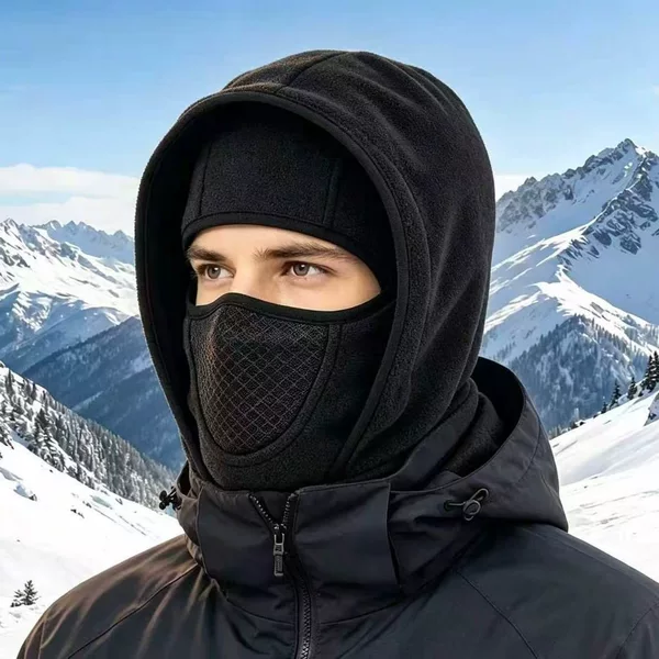 Warm outdoor cold-proof neck protector cycling mask, winter skiing integrated fleece sports hood, windproof neck warmer hat