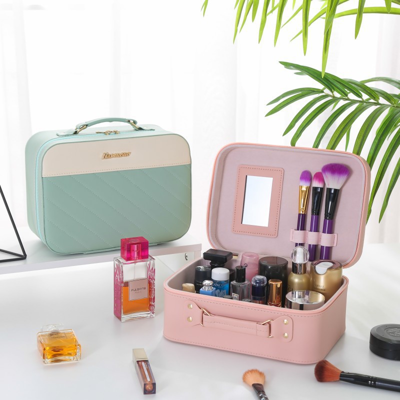 Two-color handheld cartoon cosmetic bag for traveling