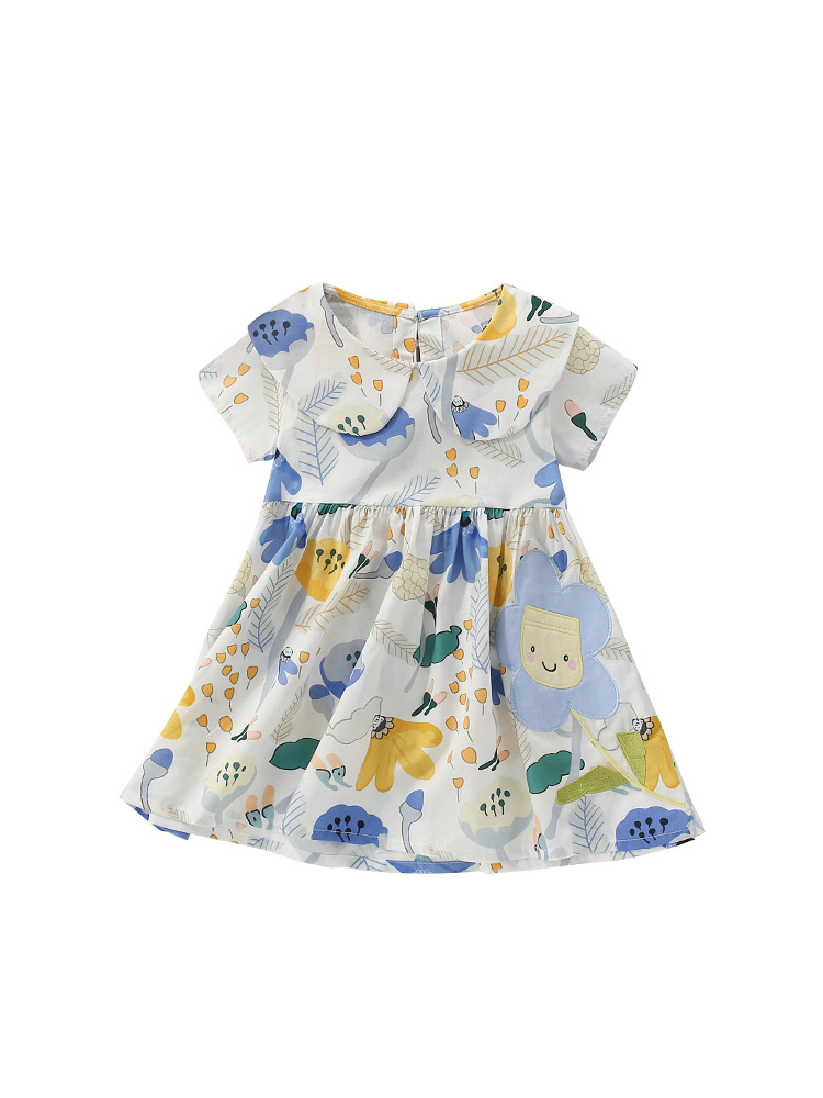 Vestido de niña malwee transfronterizo verano nuevo vestido de princesa de moda europea y americana vestido infantil de mangas cortas