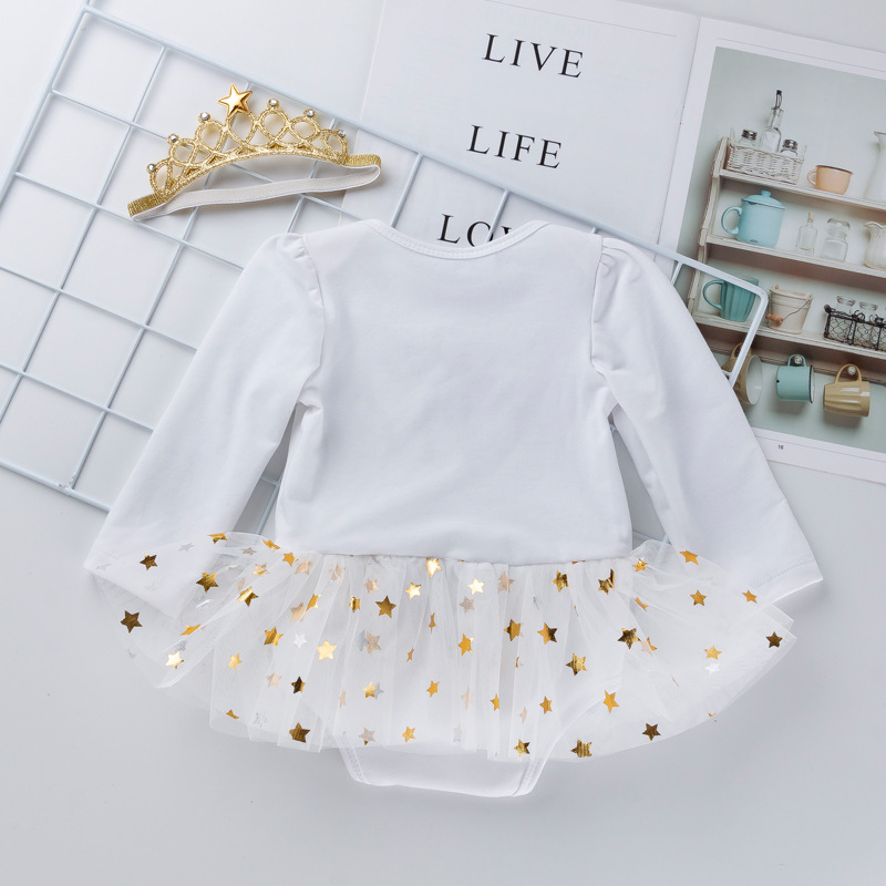 2023 Spring and Autumn New Baby Girl's Birthday Dress Long Sleeve White Hare Children's Dress Baby Hare Dress Set