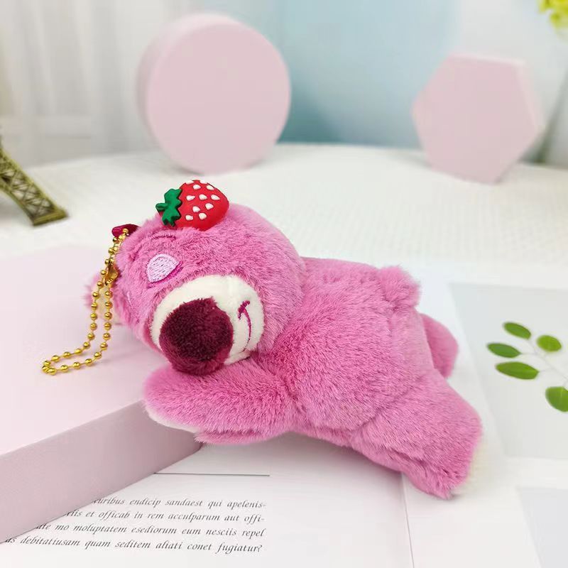 (2개) 딸기 곰 자동차 장식품 자동차 중앙 콘솔 사이버 축하 귀여운 봉제 곰 소녀 자동차 인테리어 장식 용품