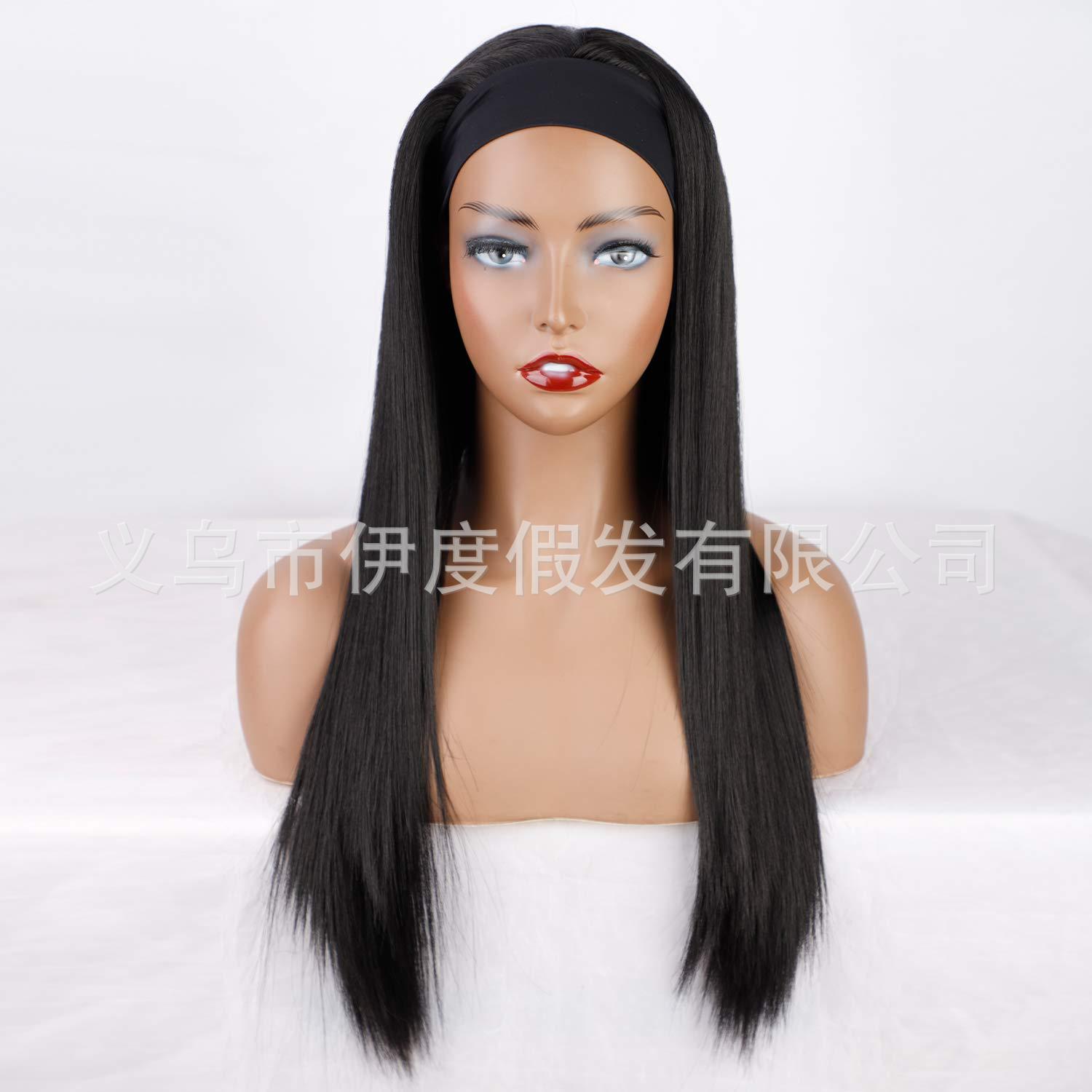 假發wig外貿亞馬遜冰絲發帶長直發絨布發帶頭套跨境貨源廠家批發