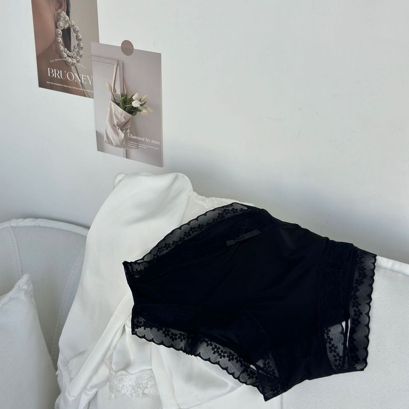 女生中腰冰丝内裤女蕾丝边纯棉全棉抗菌裆少女款大码无痕女士内裤|undefined