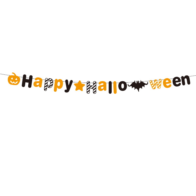 Nuevo Halloween transfronterizo, bandera, calabaza, bruja, fiesta KTV, decoración de papel, decoración del festival de fantasmas, accesorios