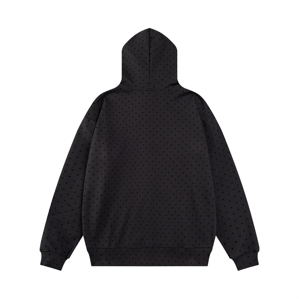 Ropa de hombre Trajes casuales deportivos para hombres y mujeres, marca de moda, chaqueta sudadera con capucha y lunares con estampado completo, pantalones holgados de campana con pierna ancha_voghion.com