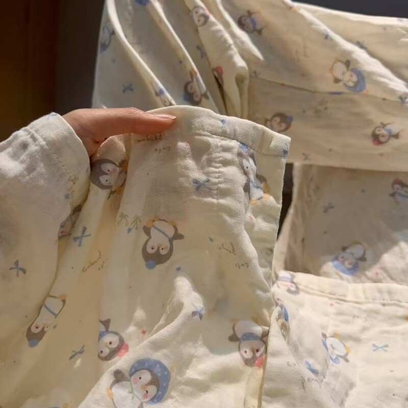 100% Cotton! Class a All-Cotton Double-Layer Gauze Pajamas, Cotton Gauze, Maternal and Infant Grade Gauze, Home Wear, Long-Sleeved Long Pants, Can Be Worn Outside 100% Cotton! Class a All-Cotton Double-Layer Gauze Pajamas, Cotton Gauze, Maternal and Infant Grade Gauze, Home Wear, Long-Sleeved Long Pants, Can Be Worn Outside