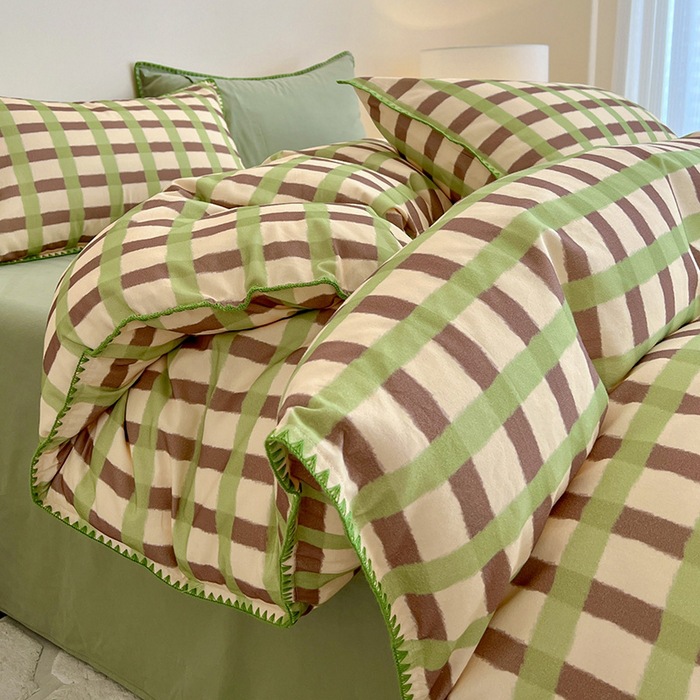 Algodón completo con bordes de conchas - lema - verde