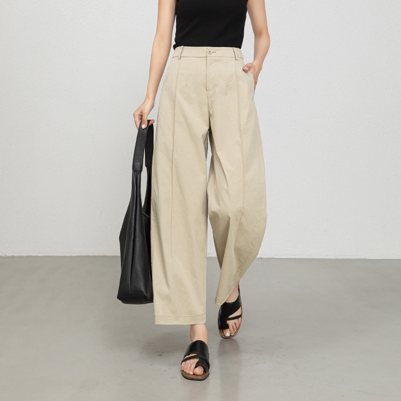 Women's Summer Thin Cropped Wide-Leg Pants, Loose and Comfortable, Wrinkle-Resistant, Casual Pants for Petite Women
