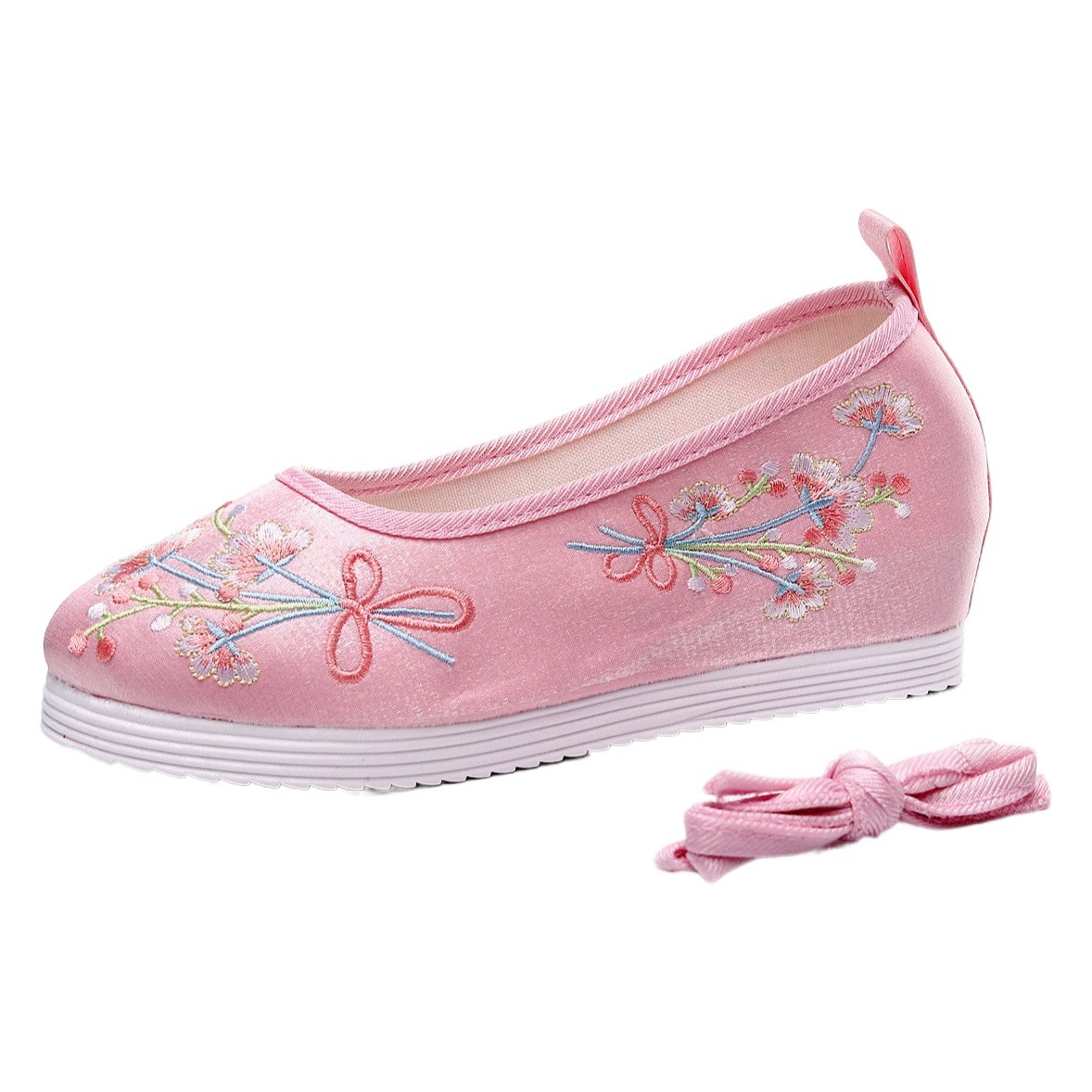 Обувь ханьфу с круглым носком на весну и осень в старинном стиле, Студенческая Тканевая обувь с вышивкой, старинный костюм, сценическая танцевальная обувь, женская обувь, однослойная обувь