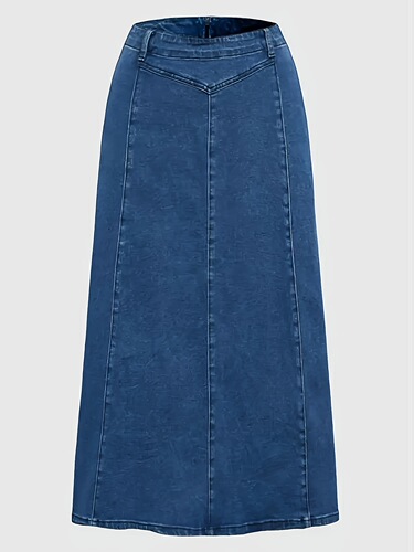 Casual Elegance Women's Casual Denim Midi Skirt With Loose