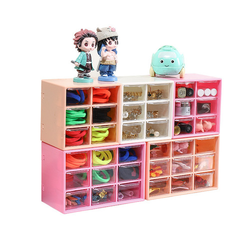 9-grid mini desktop drawer-type storage box ins Korean style storage transparent jewelry Jiugong spelled bean hand account organizer cabinet