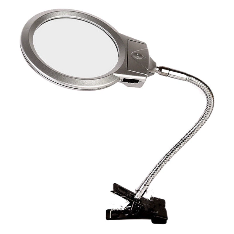 Оптовая MG15122-2B настольная лампа увеличительное стекло со светодиодной лампой круглое металлическое увеличительное стекло с зажимом