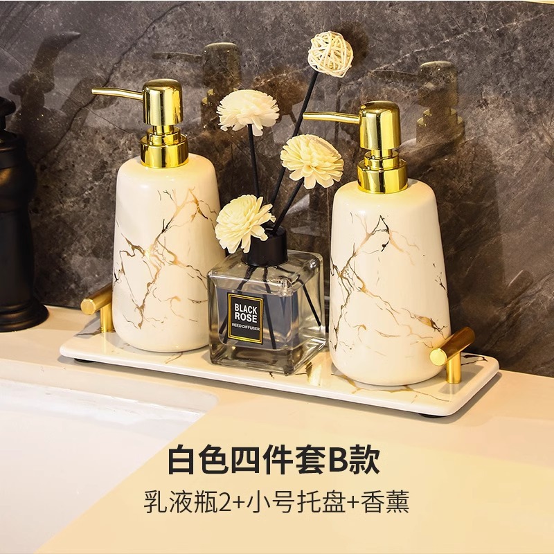 Baños del hotel con oro pintado set de lavado de comercio exterior creativo de mármol botella de emulsión enjuague bucal accesorios de baño