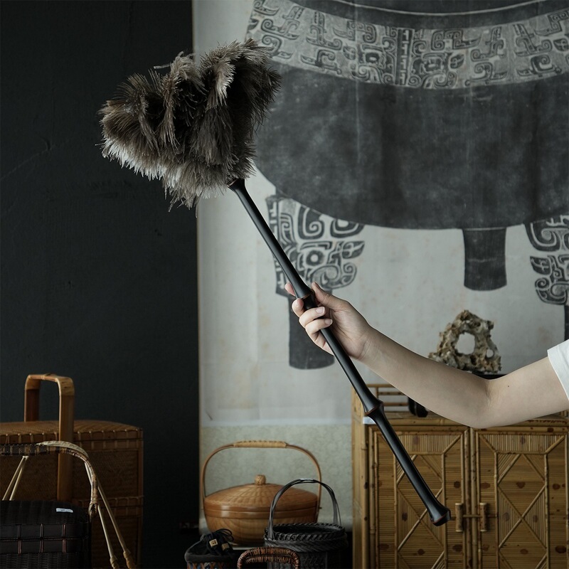Handmade Bamboo Dust Duster, Ostrich Feather Household Dust Cleaning Tool, Dust Removal Duster