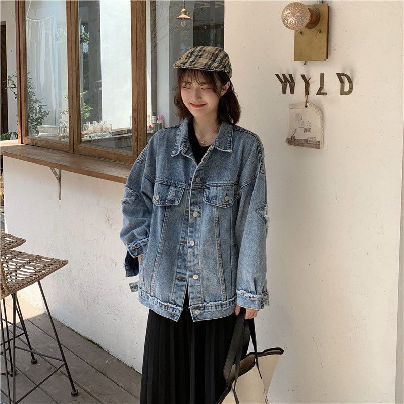 Korean Style Tassel Denim Jacket for Women 2025 Autumn and Winter Trendy Loose Versatile Long-Sleeve Women's Denim Jacket