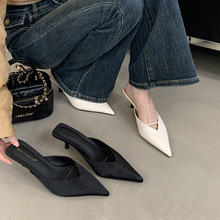 2025春夏新款时尚高跟女鞋法式简约气质浅口鞋优雅气质尖头凉鞋