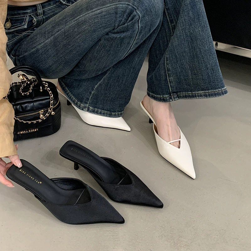 2025 весна и лето новые модные женские туфли на высоком каблуке Французские минималистичные темпераментные туфли