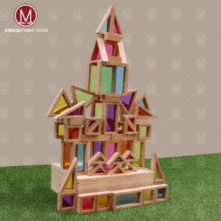 Kindergarten Acrylic Building Blocks Desktop Toy Building Area Corner Boxed 56 Light and Shadow Color Building Blocks Children's Toys
