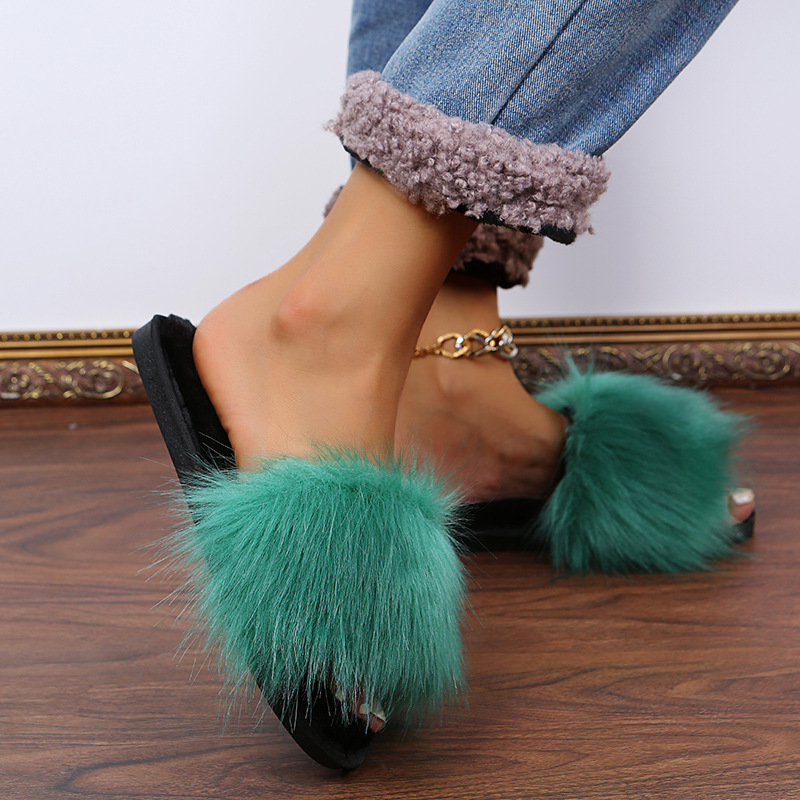 Hairy Long Hair Cotton Slippers NSKJX104264