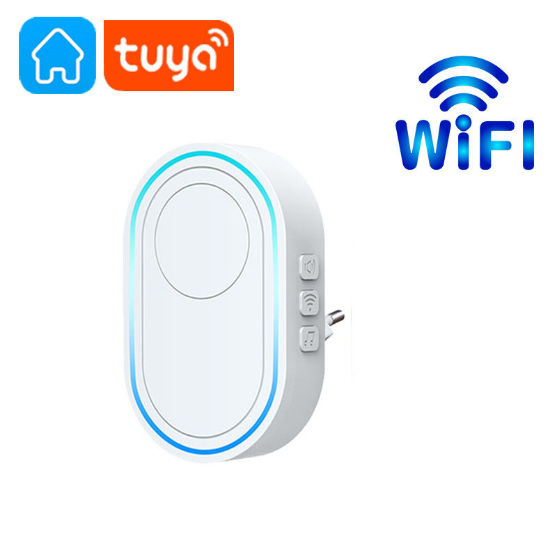 wifi手机远程433MHz可调音量白色美规欧规英规无线门铃接收器主机